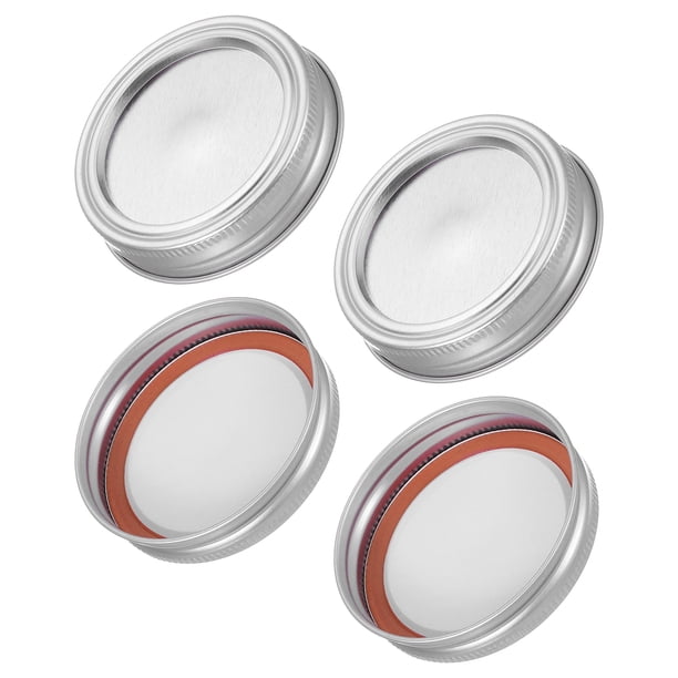 Juego de 4 tapas y anillos para frascos Mason de boca regular, tapas de enlatado tipo dividido para frascos Mason