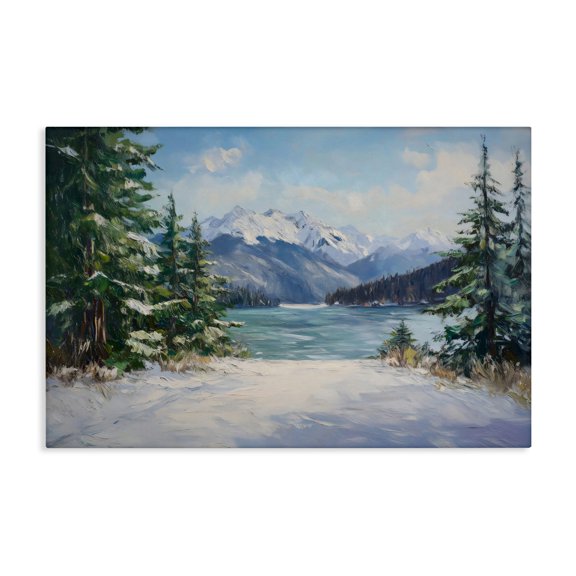 Stupell Industries Transitional Frozen Winter Lake Canvas Art, 24 x 16, by Petals Prints Design