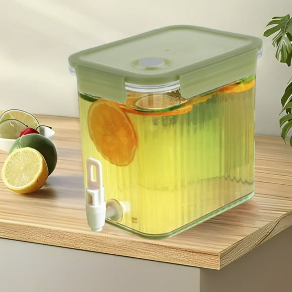 AMERTEER Glass Beverage Dispenser 3.5L Drink Dispenser Container with Faucet Juice Jug Dispenser with Tap Heat Resistant Refrigerator Cold Kettle Reusable Leakproof Beverage Dispensers