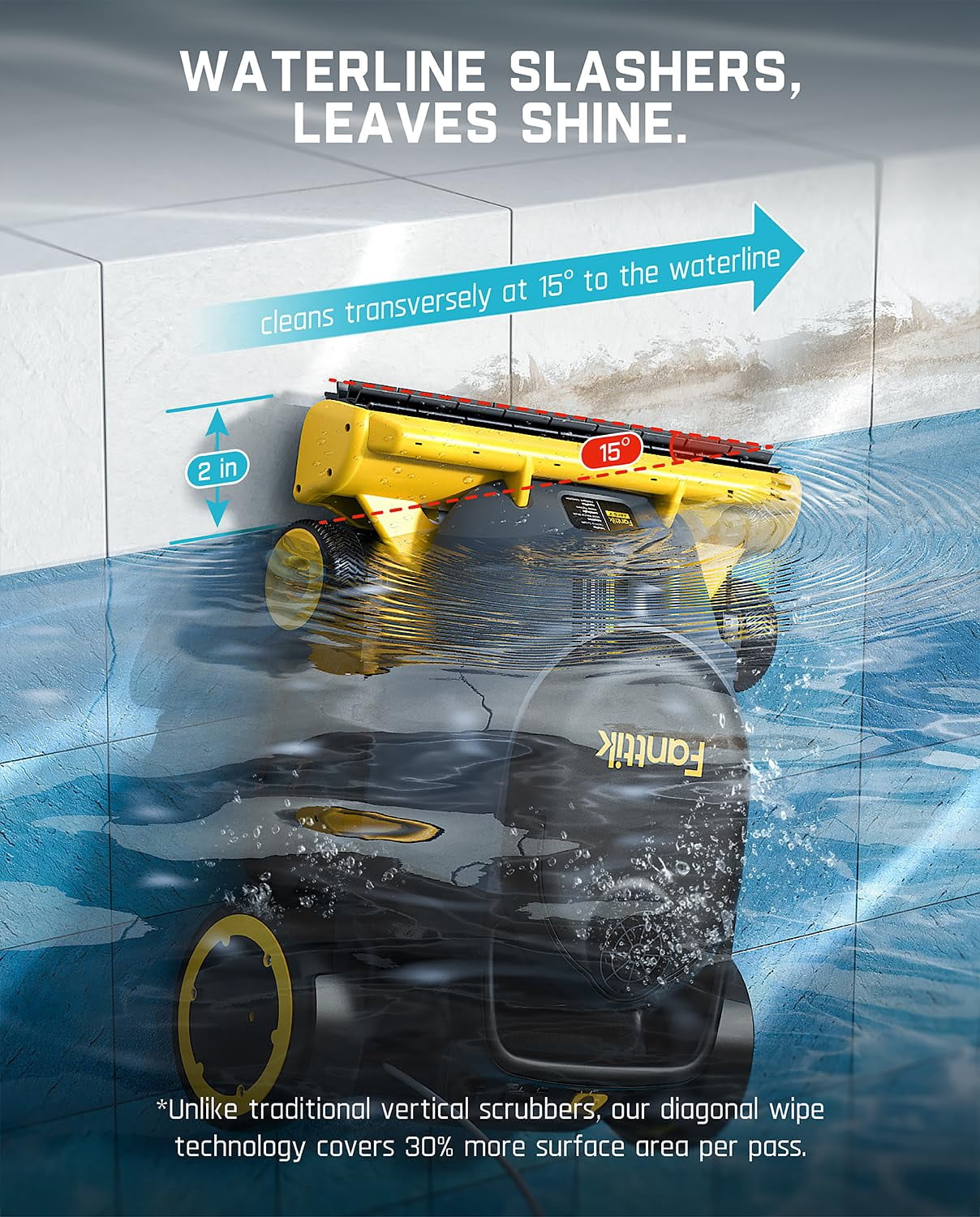 Fanttik Aero X Cordless Robotic Pool Cleaner – 4X Efficiency, 6H Runtime, Cleans Waterline, Walls & Floor,Up to 5382 Sq.Ft, APP & Remote Control