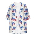 thumbnail image 6 of Gamivast Patriotic Cardigans for Women Star Print Open Front 3/4 Sleeve Loose Fit Western Tops Lightweight Kimono Cardigan 3/4 Sleeve Vacation Beach Wear outfits, 6 of 6
