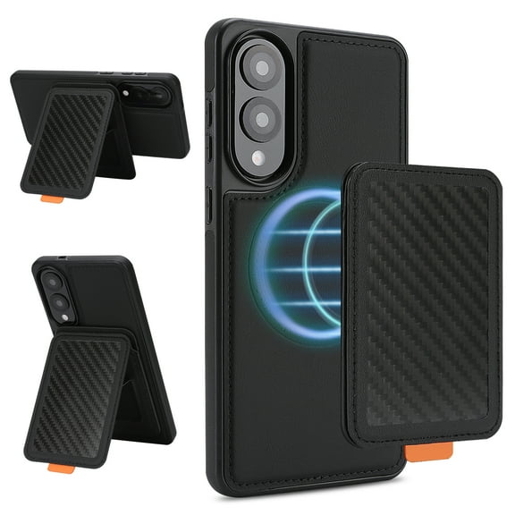 Allytechgroup Magnetic Wallet Case for Samsung Galaxy S25 Edge, Shockproof Non-Slip Lightweight Back Cover with RFID Blocking Card Slots & TPU PU Leather Protection for Women Men, Black