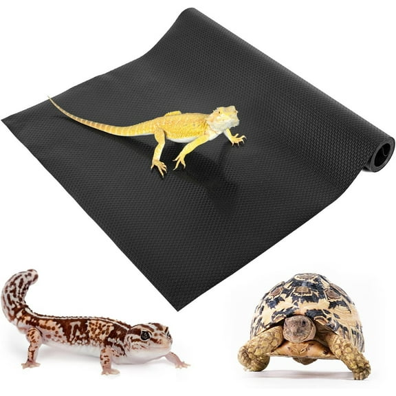 1 Pc Bearded Dragon Tank Accessories,Durable Reptile Terrarium Liner,Reptile Terrarium Carpet,Dirt Resistant Reptile Carpet,Carpet Suitable for Gecko,Tortoise,Snake (Black)