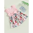 thumbnail image 3 of Wassery Toddler Baby Girls Summer Dresses Fly Sleeve Round Neck Bow Front Floral Print Dress Birthday Princess Dress 9M-3T, 3 of 8