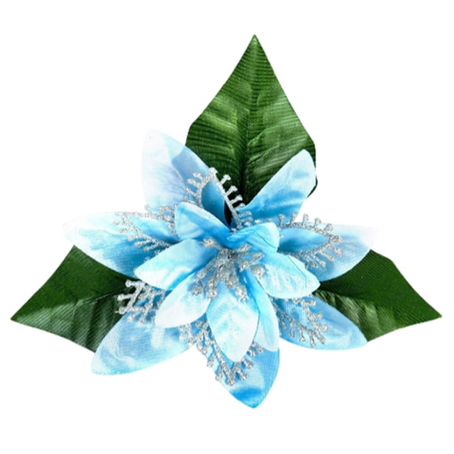 Yuarrent Flores de purpurina navideña, adorno de árbol de Navidad, decoración de fiesta de Año Nuevo, accesorios de diseño para el hogar, sala de Kits de decoración para fiestas cian Yuarrent HA069940-04