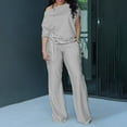 thumbnail image 2 of Ensemble de Survêtement 2 Pcs pour Femmes, Épaule Inclinée, Manches Longues, Poches, Blanc TG, 2 of 6