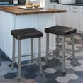thumbnail image 3 of Home Square 2-Piece 31.25" Faux Leather & Metal Bar Stool Set in Black/Gray, 3 of 4
