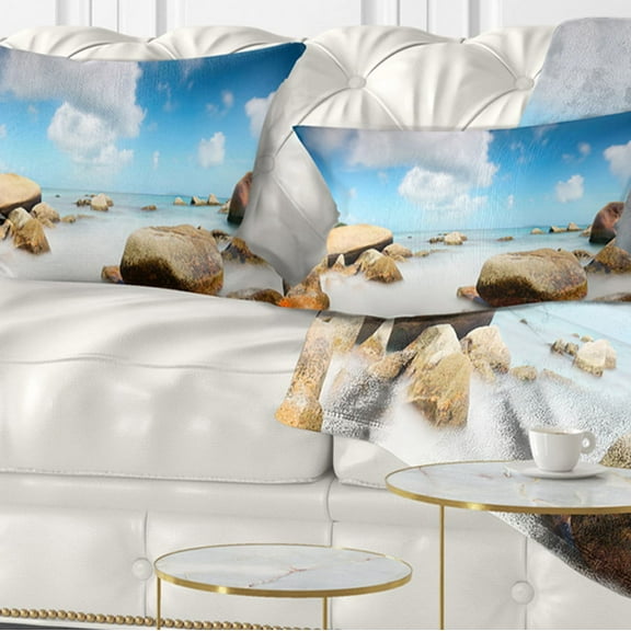 Designart 12" x 20" Blue Polyester Throw Pillow