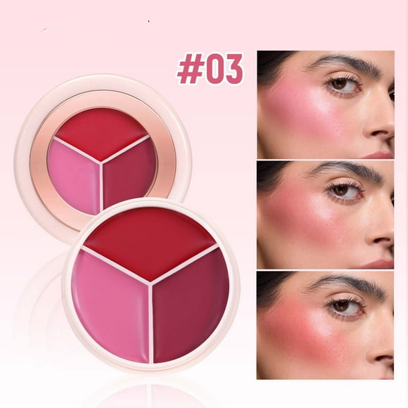 EGNMCR Blush Experience The Makeup Effect Three-color Blush Matte Waterproof Blush Cream Carmine Blush Makes It For You To Create A Natural And Good Look. Tri color blush