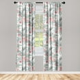 thumbnail image 3 of Ambesonne Tropical Curtains, Garden Roses Boho Plot, Pair of 28"x95", Coral and Pale Reseda Green, 3 of 5