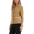 thumbnail image 4 of INSPIRE CHIC Women's Faux Suede Blazer Long Sleeve Lapel Collar Button Jacket S Khaki, 4 of 6