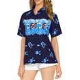 thumbnail image 4 of HAPPY BAY Women's Beach Halloween Costumes Hawaiian Shirt Spooky Skull Print Blouse Tops Short Sleeve Button Down Holiday Party Shirts for Women M Crossbones Blue, 4 of 4