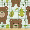 thumbnail image 2 of Ambesonne Forest Friends Fabric by the Yard Microfiber, Bear and Leaves, 10 Yards, Redwood Yellow Green, 2 of 2