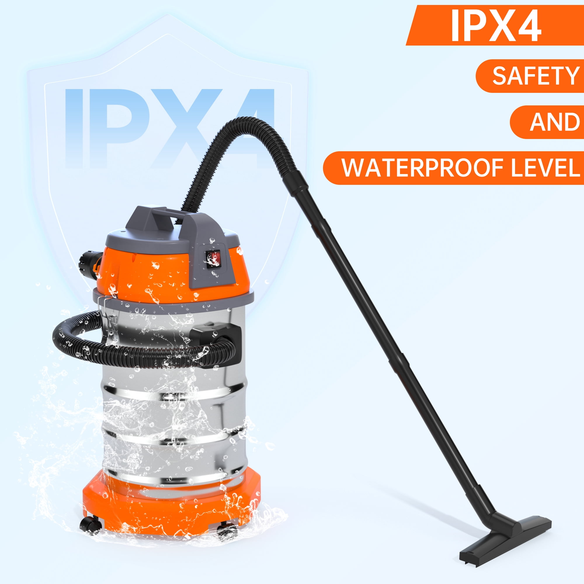 Wet Dry Vacuum Cleaner, 10 Gallon 3200w 8 HP Stainless Steel Shop Vacuum Wet and Dry, with Filter and Attachments for House Garage Workshop Car