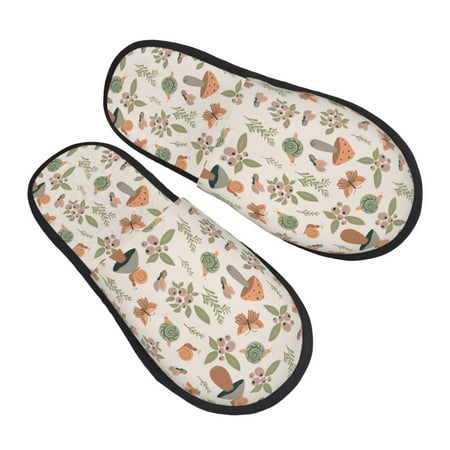 

Ocsxa Mens Womens Cozy Memory Foam Scuff Slippers Slip On Warm House Shoes Indoor/Outdoor Forest Mushrooms Insects Designs-Medium
