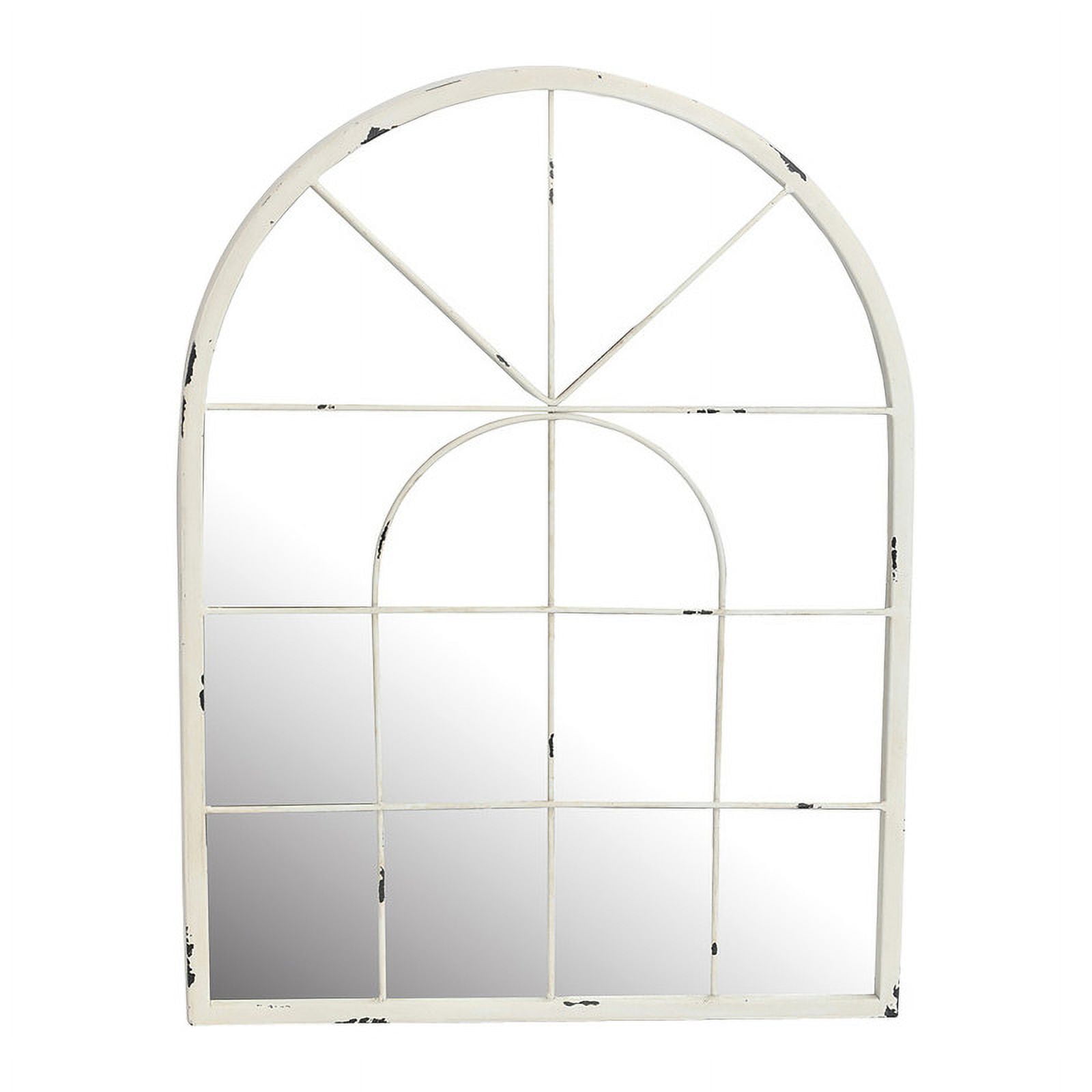 Aspire Home Accents Tuscany Distressed 12" x 16" White Farmhouse Arch Wall Mirror
