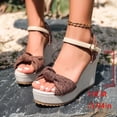 thumbnail image 2 of CYMMPU Women's Bow Decor Ankle Strap Wedge Sandals, Open Toe Platform Espadrille Heels, Comfort Summer Casual Dress Shoes for Beach Travel Coffee 37, 2 of 9
