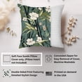 thumbnail image 2 of Ethan Taylor Floral Throw Pillow Soft Cushion Cover 'Zen Japanese Garden Asian Flowers' Pattern Decorative Square Accent Pillow Case, 16x16 Inches, Green, White, 2 of 5
