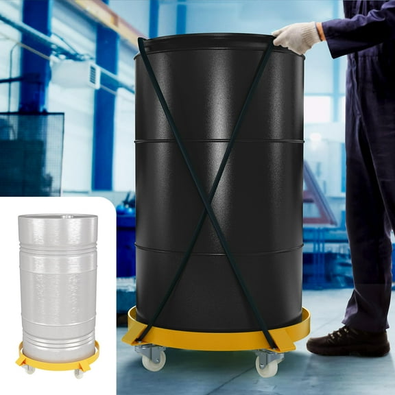 Kojooin 55 Gal Heavy Duty Drum Dolly - 1000Lbs Capacity, 4" Swivel Casters, Steel Frame, Non-Tipping for Warehouse/Barrel/Trash Can