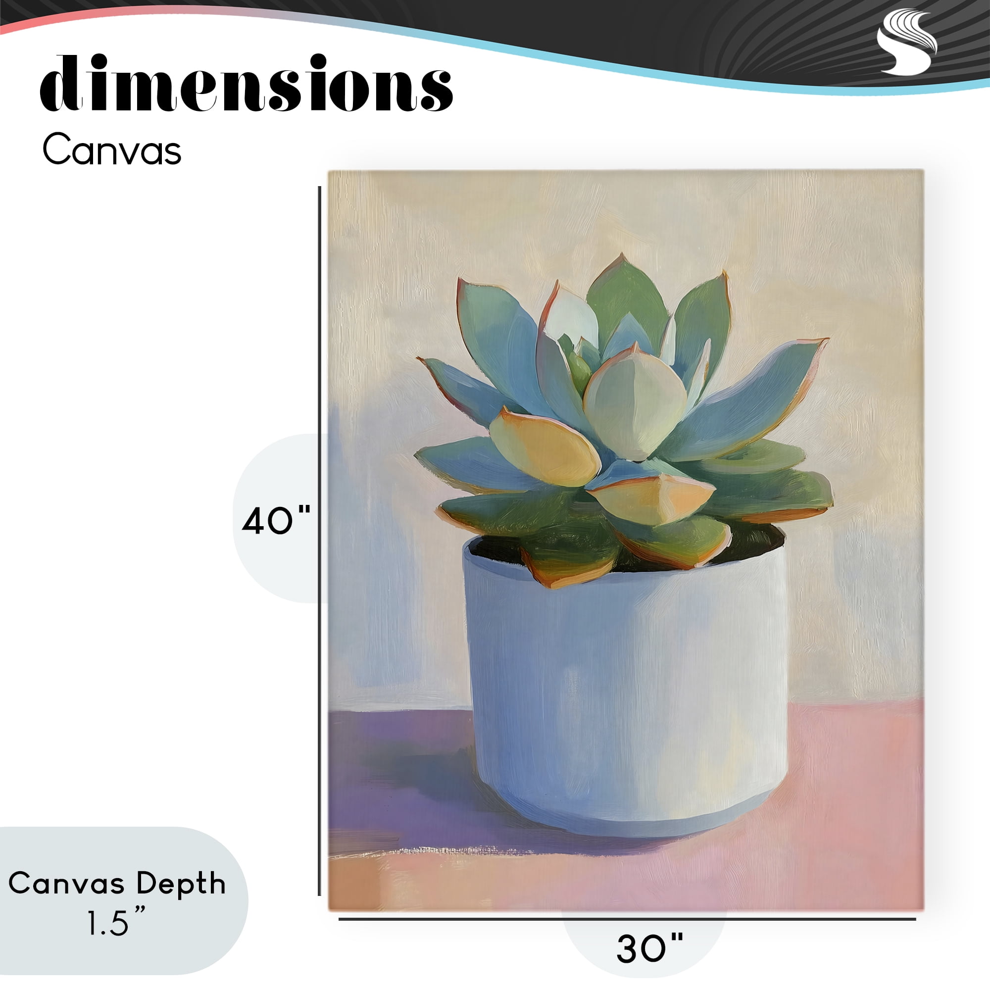 Stupell Industries Succulent Plant in White Pot Canvas Wall Art, design by The Prints Vibe
