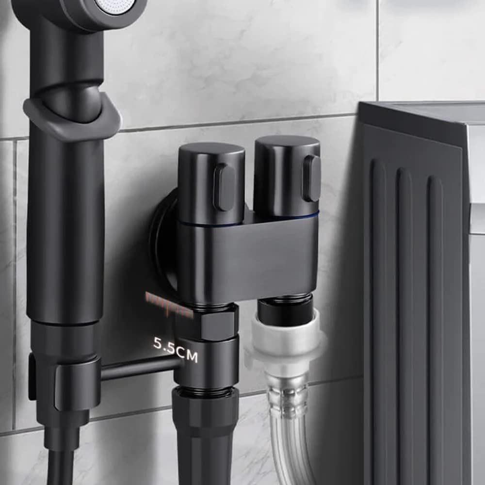 HPZZ 1-In-2-Out Dual Control Valve, 2023 New Hand Held Bidet Sprayer for Toilet, Mini Toilet Faucet Sprayer Kit Butt Washer, for Washing Machine and Toilet.