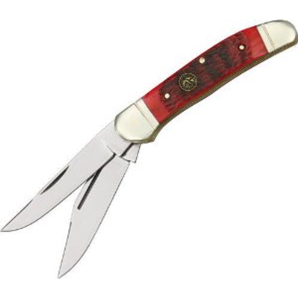 Hen & Rooster Knives 232RPB Copperhead Pocket Knife with Red Pick Bone Handles MultiColored