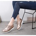thumbnail image 3 of Women's Platform Lace-Up Wingtips Square Toe Oxfords Shoe, 3 of 7