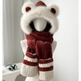 thumbnail image 6 of Hat Scarf Gloves Set for Women in Winter, Bear Ear Plush Fleece Hat Warm Scarf Gloves, 3-in-1 Warm Accessory for Skiing, 6 of 8