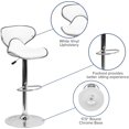 thumbnail image 4 of Devin Contemporary Cozy Mid-Back White Vinyl Adjustable Height Barstool with Chrome Base, 4 of 10