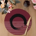 thumbnail image 3 of Red Striped Round 15 Inch Placemats Set of 4, Black Geometric Vintage Stripes Ombre HeatResistant Non Slip Place Mats for Dining Table, Wipeable Braided Kitchen Table Mats for Housewarming, 3 of 9