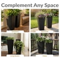 thumbnail image 6 of Sunnydaze 11" x 11" x 24" Square Black Polyrattan Outdoor Planter with Liner 2-Count, 6 of 11