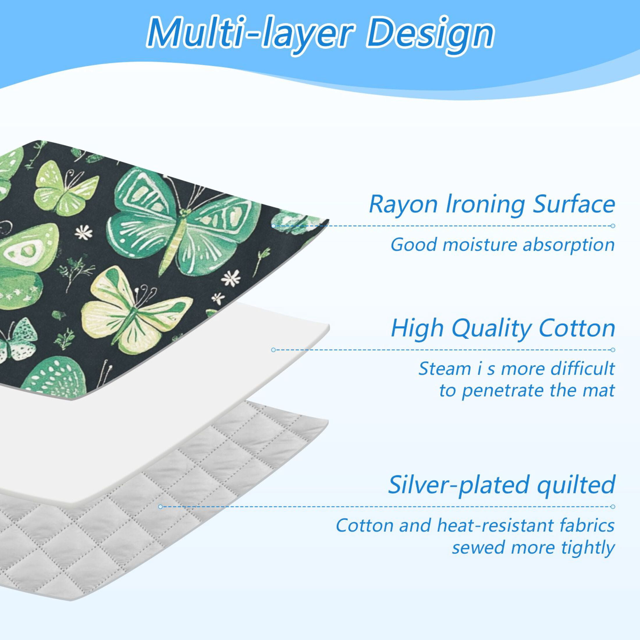 Various Green Butterflies Ironing Mat Blanket for Table Top Travel Portable Ironing Board Pad 47.2x27.6 Inch