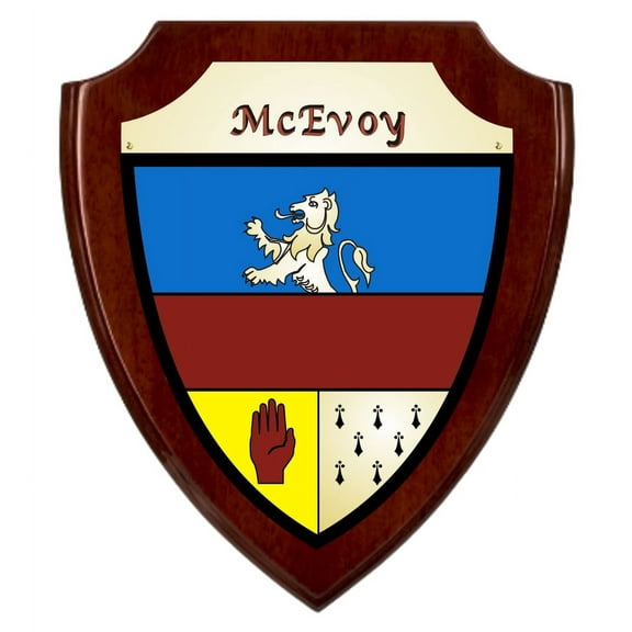 McEvoy Irish Coat of Arms Shield Plaque - Rosewood Finish