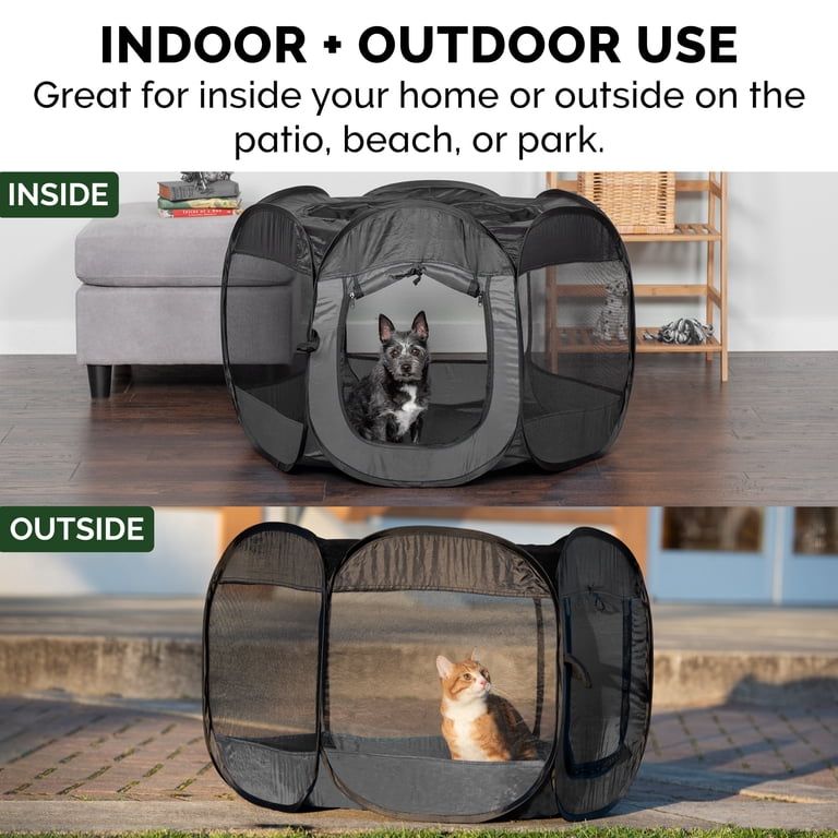 FurHaven Mesh Open-Air Pet Playpen, Gray, Small photo 8