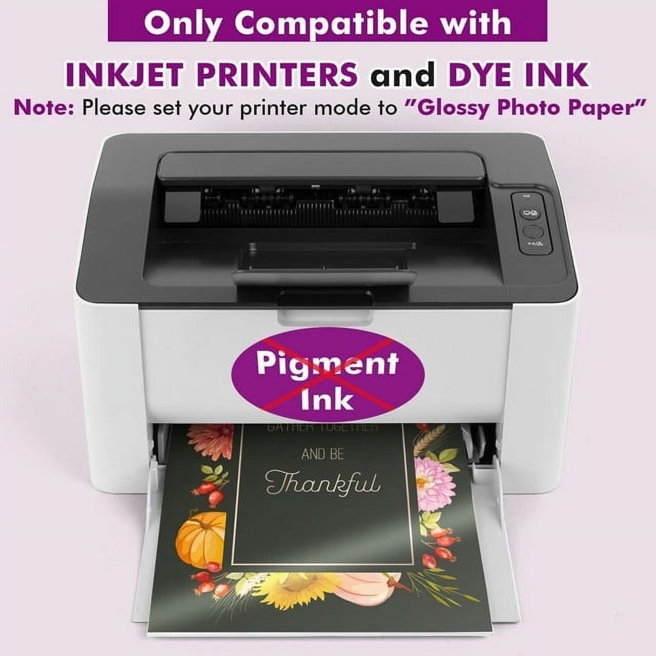 T-Master Premium Glossy Photo Paper 5x7 48lb 300 Sheets 10Mil Picture Paper for Inkjet Printers Canon,Epson,HP, Use Dye Ink