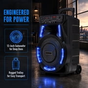 Dazone 12 Loud Bluetooth Portable Party Speaker Subwoofer w/ FM USB SD Card AUX & Mic