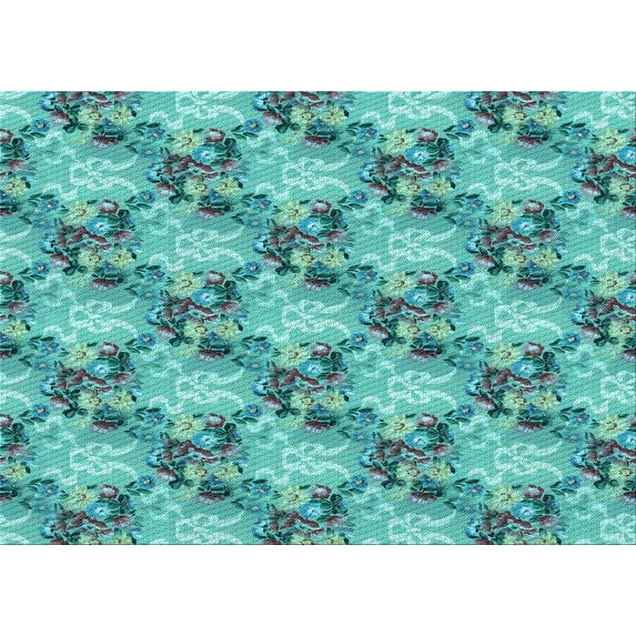 Ahgly Company Machine Washable Indoor Rectangle Transitional Turquoise Green Area Rugs, 6' x 9'