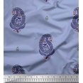 thumbnail image 1 of Soimoi Japan Crepe Satin Fabric Leaves & Paisley Block Printed Fabric 1 Yard 42 Inch Wide, 1 of 3