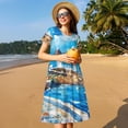 thumbnail image 4 of Easygdp Greek Island Windmills Painting para Vestido Transpirable de Mujer, Vestido Suelto de Manga Corta con Pliegues y Bolsillos para el Verano, 4 of 6