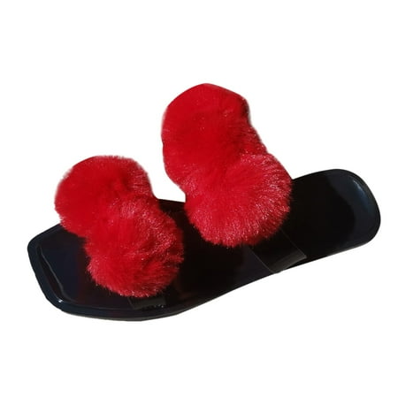 

Dtydtpe Fashion Spring And Summer Women Slippers Plush Shoes Flat Large Size Open Toe Casual Breathable Beach Slippers for Women Summer Electric Slippers for Women Fuzzy Slippers Women Slides Fu