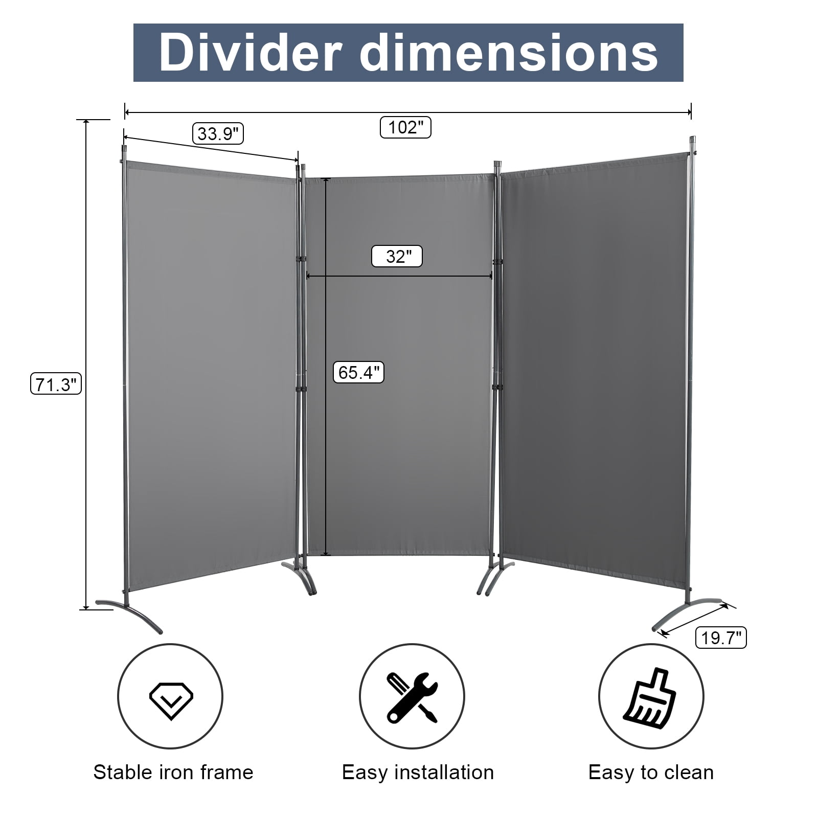 Buy YASRKML 3 Panel Room Dividers Folding Privacy Screens, Fabric