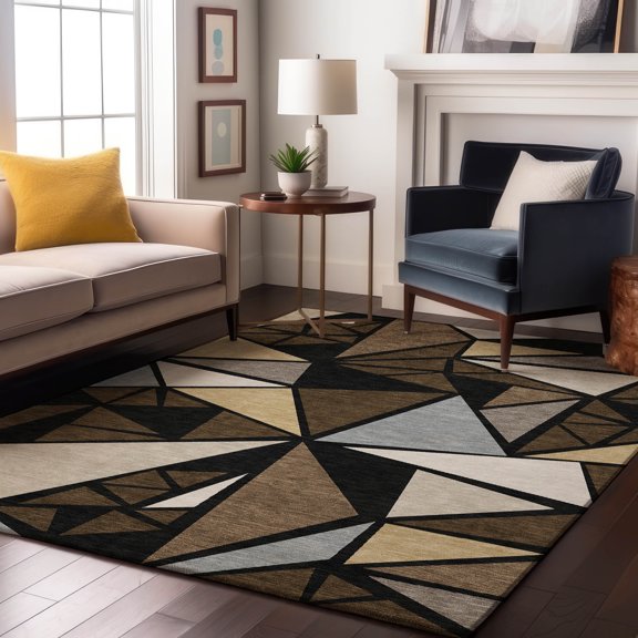 Addison Rugs Mayfield Premium Machine Washable Transitional Geometric Brown Rectangle Rug, 8' x 10'