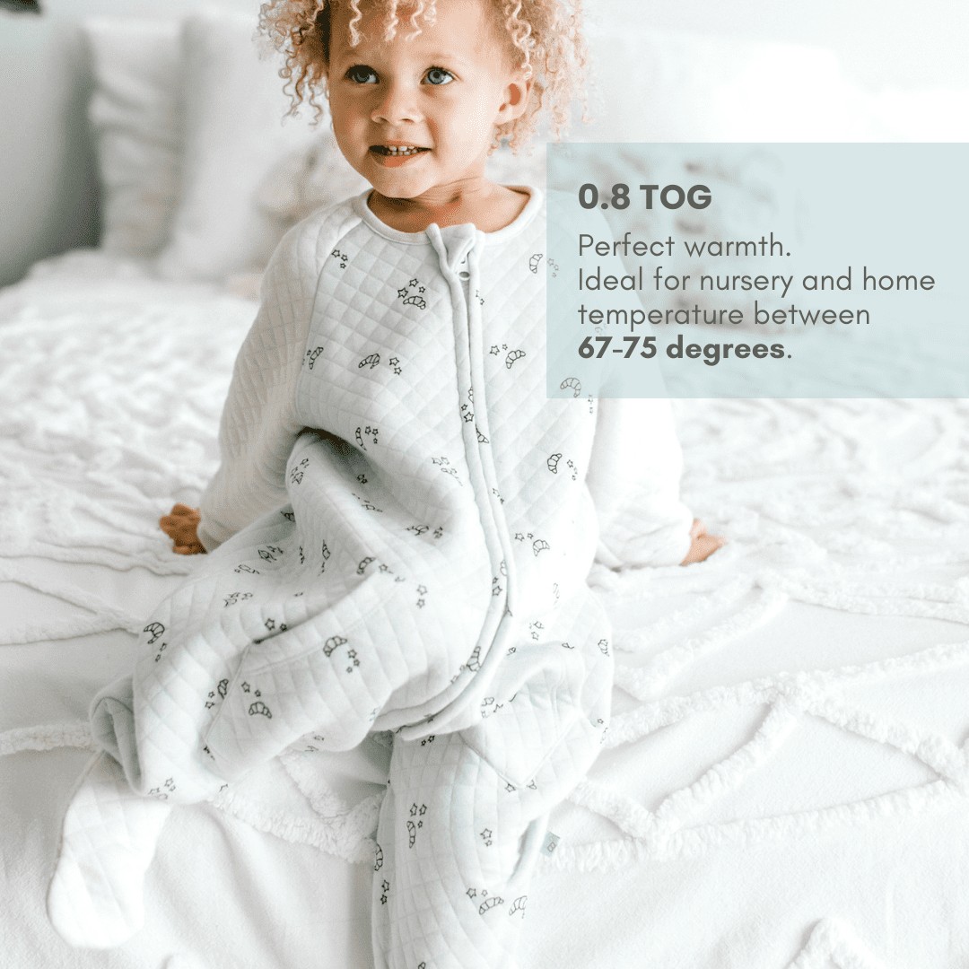 Tealbee Dreamsie - Bamboo Sleep Sack with Sleeves and Footies - (0.8 Tog) Croissant 3T-4T