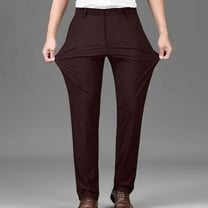 aidice Men's Stretch Dress Pants Slim Fitted Button Waist Full Length Suit Pants with Pockets Comfy Business Casual Golf Pants