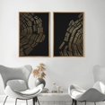 thumbnail image 4 of IDEA4WALL Framed Canvas Print Wall Art Set Gold & Black Dark Wood Rings Landscape Abstract Modern Art Minimalist Chic Relax/Calm for Living Room, Bedroom, Office - Natural 16"x24"x3, 4 of 5