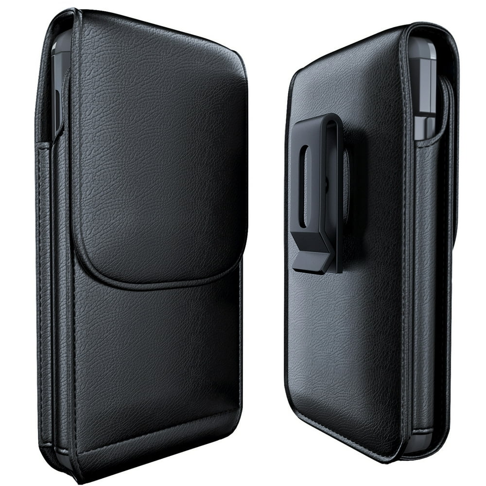 Apple Phone 11Pro/ X 10/ Xs 10s Handmade Black Leather Swivel Clip Belt Case Carrying Pouch with