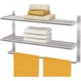 thumbnail image 5 of Hotel Towel Rack with 3-Tier Shelf, 24 Inch Wall Mounted Bathroom Bar, Matte Black Lavatory Bath Tower, 5 of 8