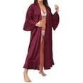 thumbnail image 4 of YAGHYAGH Womens Satin Silk Kimono Nightgown Lingerie Dressing Robe Sleepwear Plus Size, 4 of 5