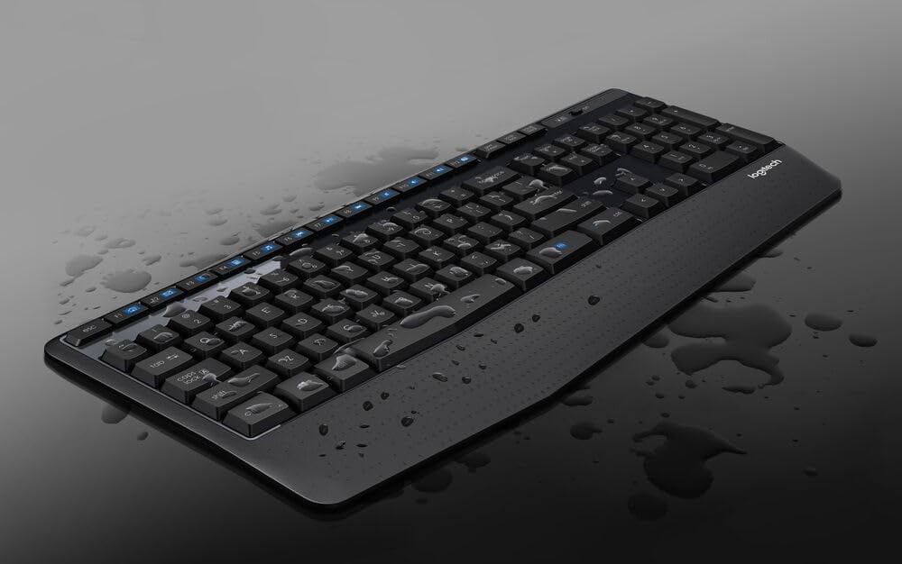 Logitech Wireless Keyboard - Full-Sized Keyboard with Palm Rest, 2.4 GHz Wireless USB Receiver for PC, Laptop, Black