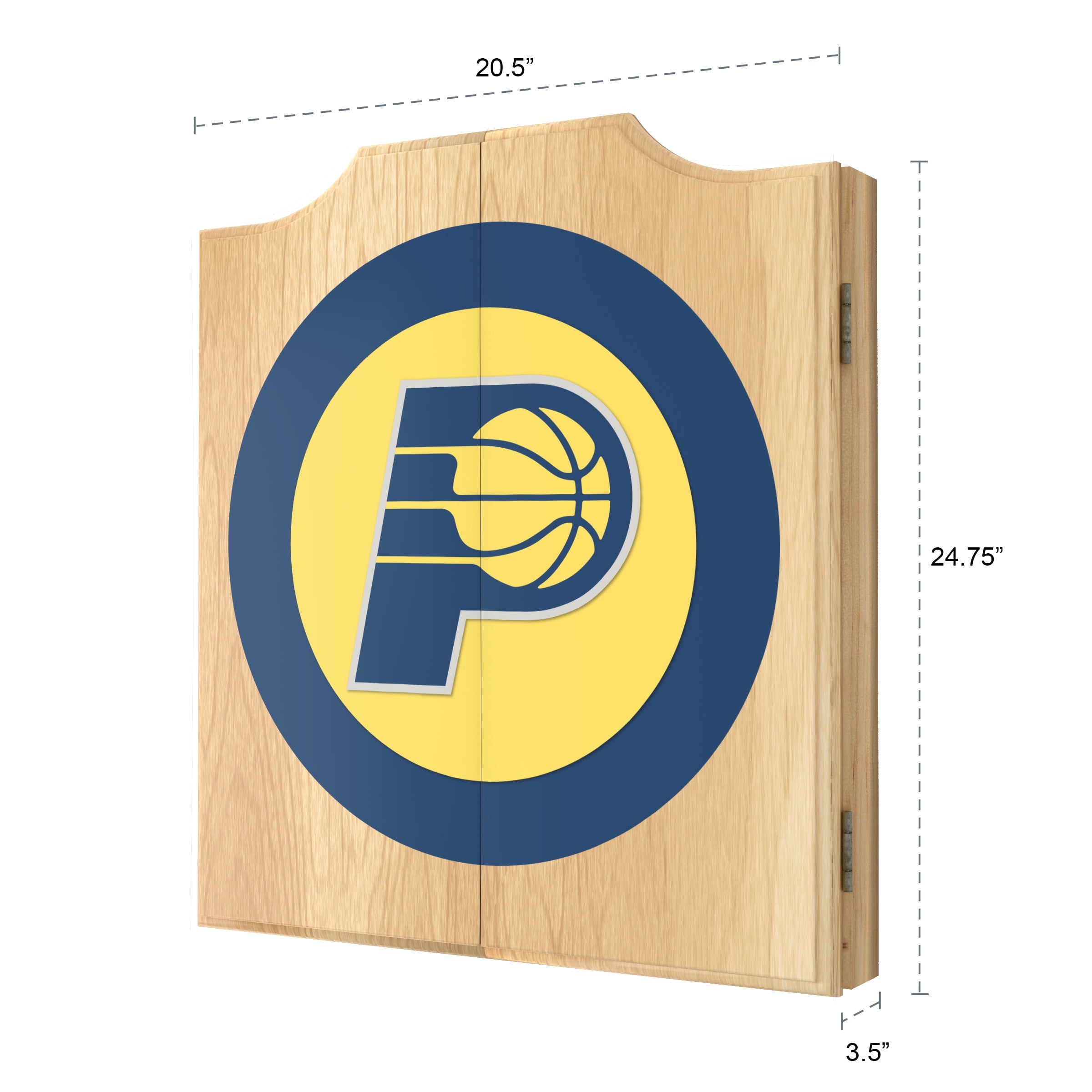 Indiana Pacers Logo Dart Board Cabinet Set with 6 Steel Tip Darts